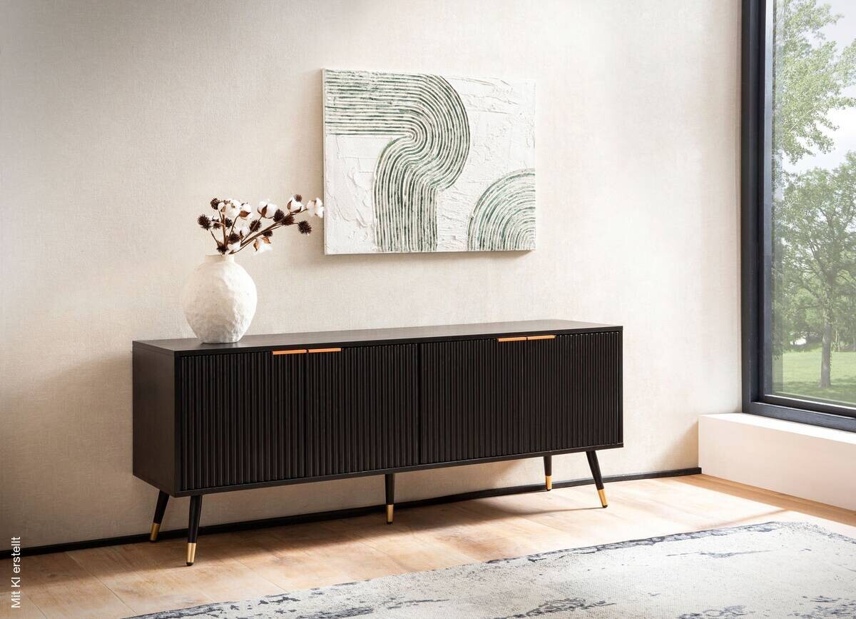 Lowboard schwarz B/H/T: ca. 150x60x39 cm