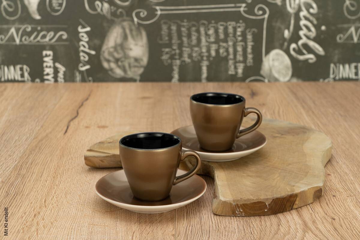 CreaTable Espressotassenset Golden Days gold Steinzeug 4 tlg.