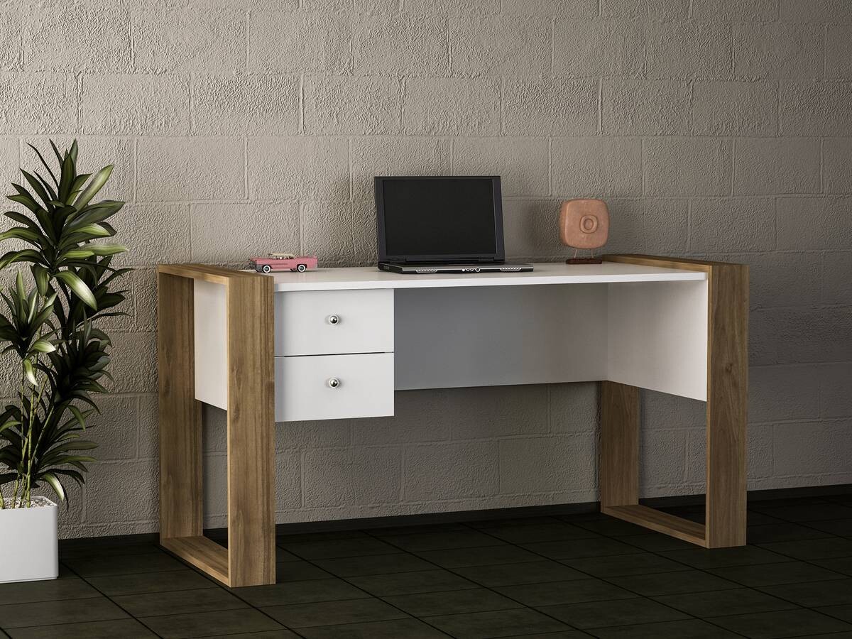 Schreibtisch Lord weiß walnuss Nachbildung B/H/T: ca. 160x75x60 cm