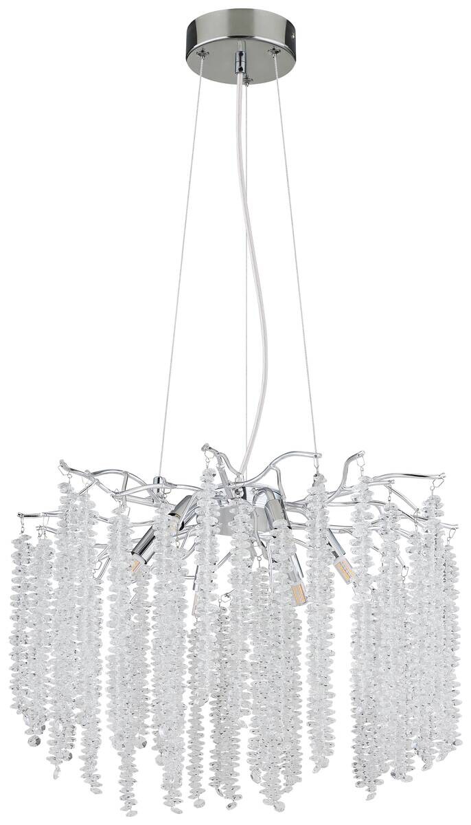 GLOBO Luster klar Chrom Kunststoff Metall B/H/L: ca. 54x25x54 cm G9 6 Brennstellen