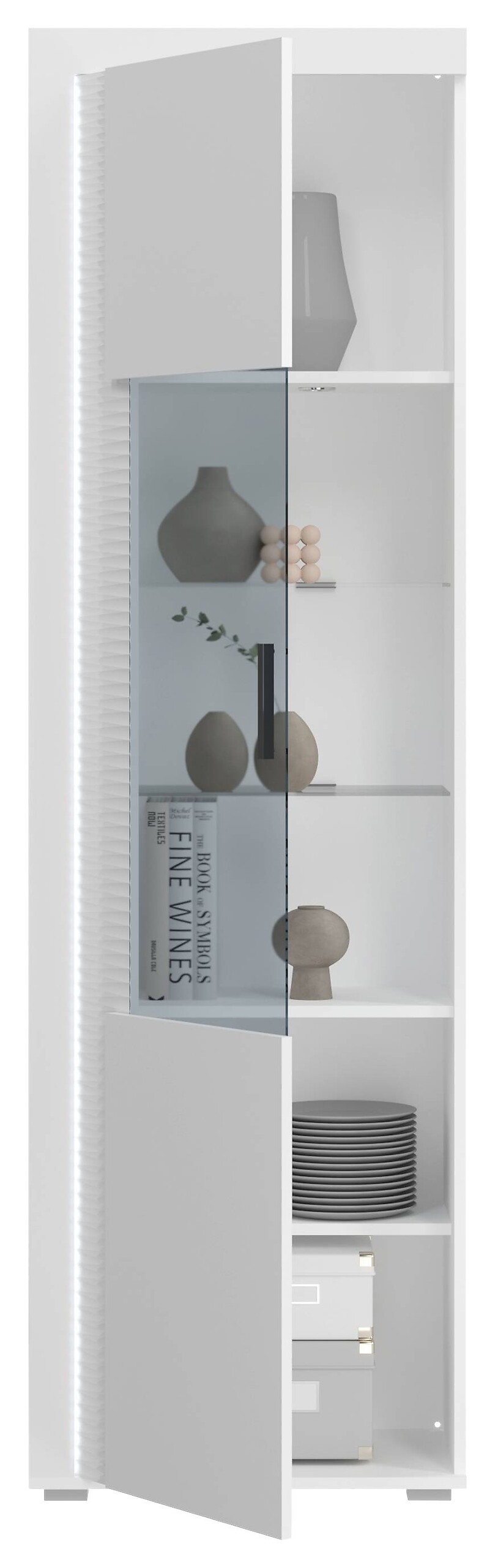 Standvitrine Skylight weiß weiß Hochglanz B/H/T: ca. 60x202x37 cm