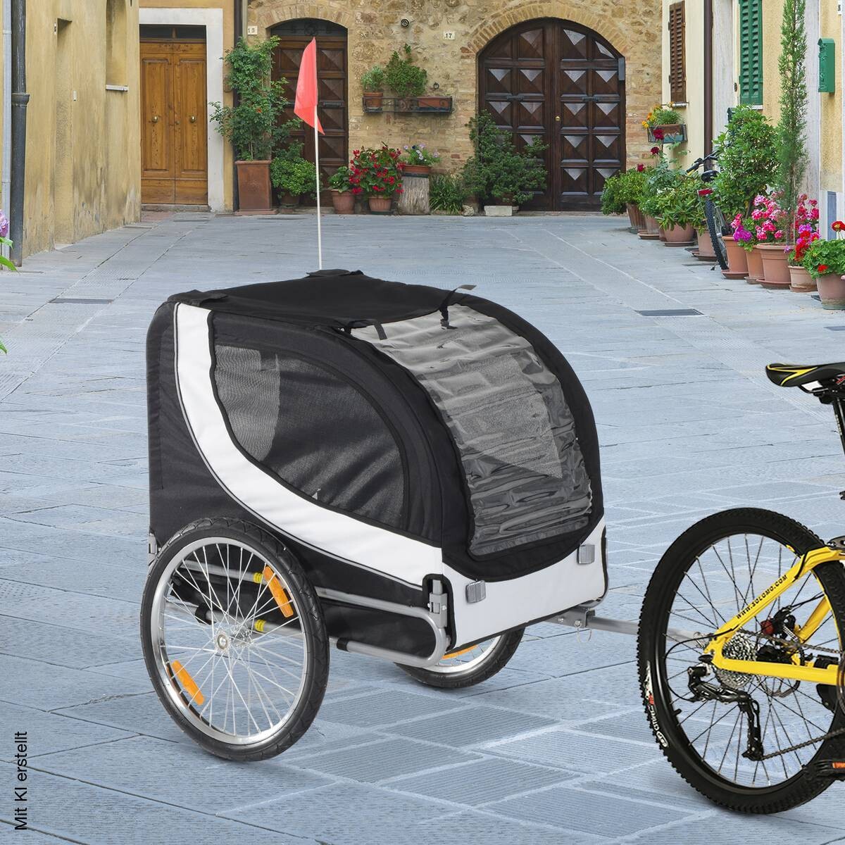 PawHut Fahrradanhänger 20 Zoll schwarz schwarz B/H/L: ca. 73x94x78 cm