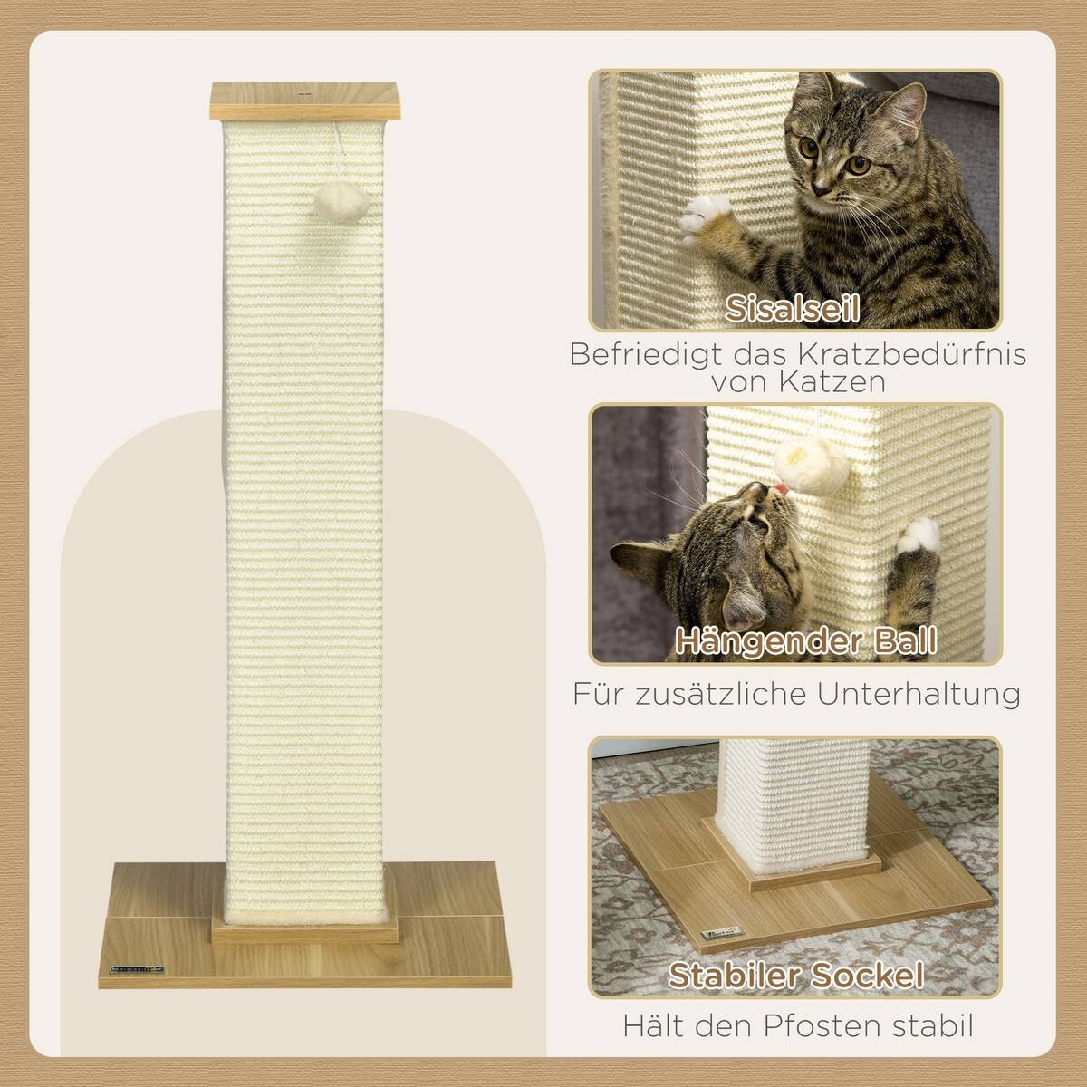 PawHut Kratzbaum bunt Spanplatte B/H/L: ca. 38x80x38 cm