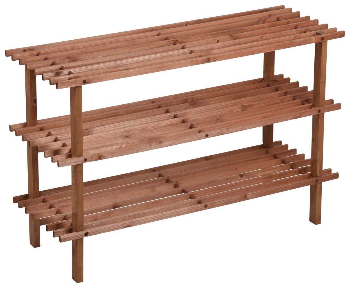 Schuhregal braun Holz B/H/L: ca. 26x48,5x74 cm