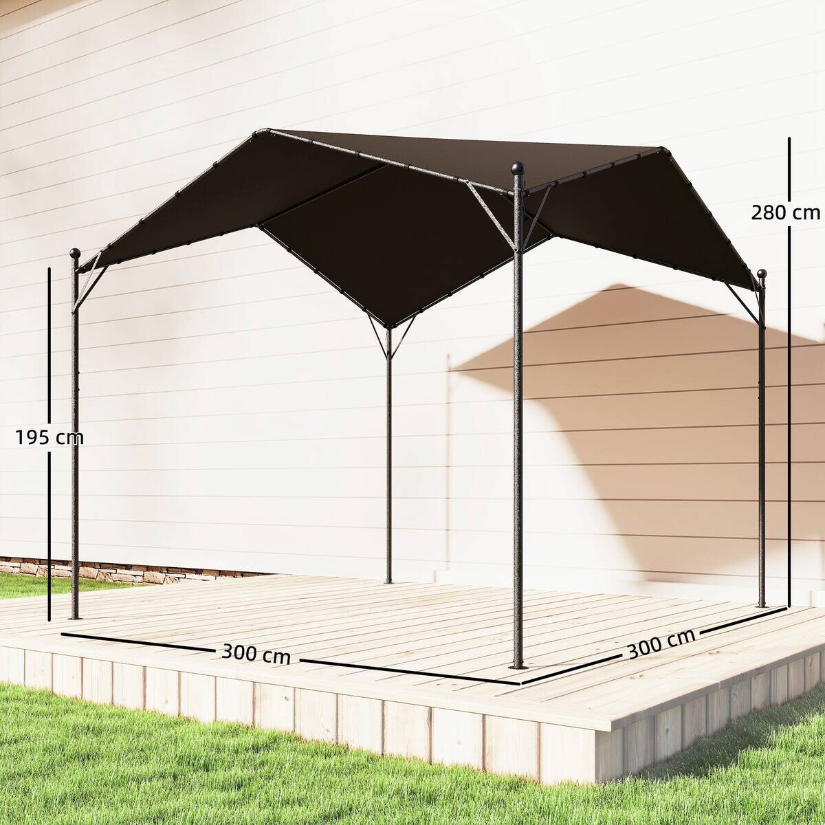 Outsunny Pergola dunkelgrau Metall B/H/L: ca. 300x280x300 cm