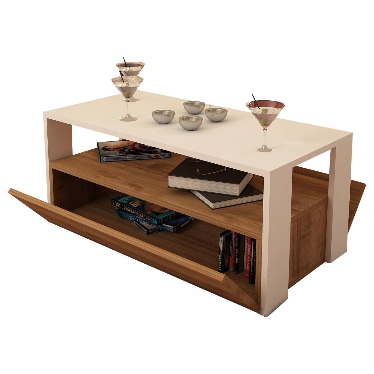 Couchtisch Balina weiß walnuss Nachbildung B/H/T: ca. 90x40x45 cm