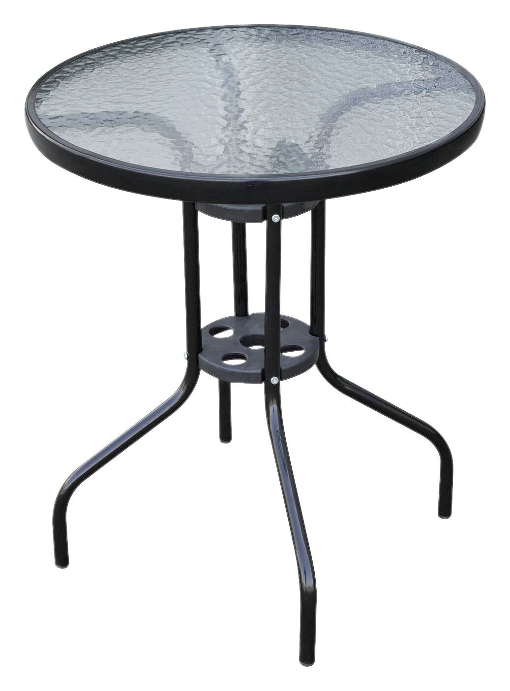 Outsunny Glastisch schwarz Metall H/D: ca. 70x60 cm