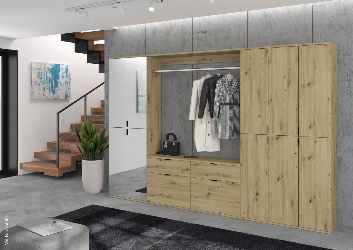 Badhochschrank PROJEKT Eiche Artisan Nachbildung B/H/T: ca. 61x193x34 cm