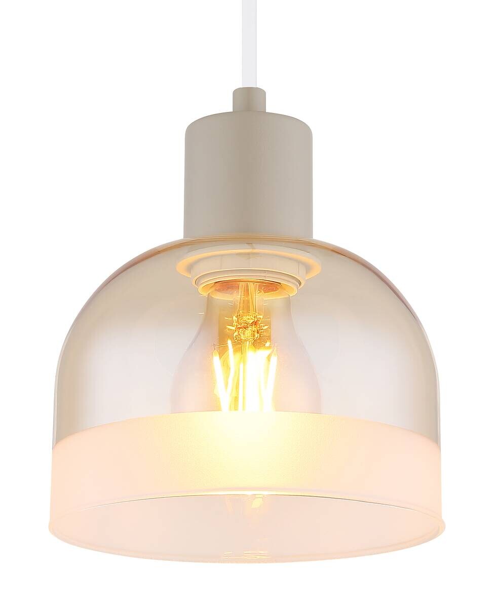 GLOBO Pendelleuchte sand amber Glas Metall H/D: ca. 120x15 cm E27 1 Brennstellen