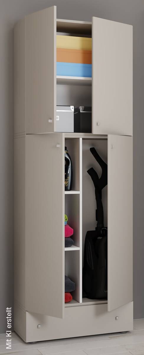 Putzschrank Lona grau weiß B/H/T: ca. 70x200x39 cm