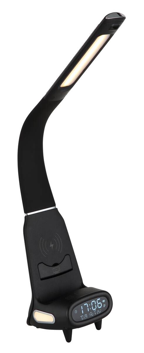 GLOBO Tischleuchte Satiniert schwarz Chrom PVC Kunststoff B/H/L: ca. 10x50x25 cm 1 Brennstellen