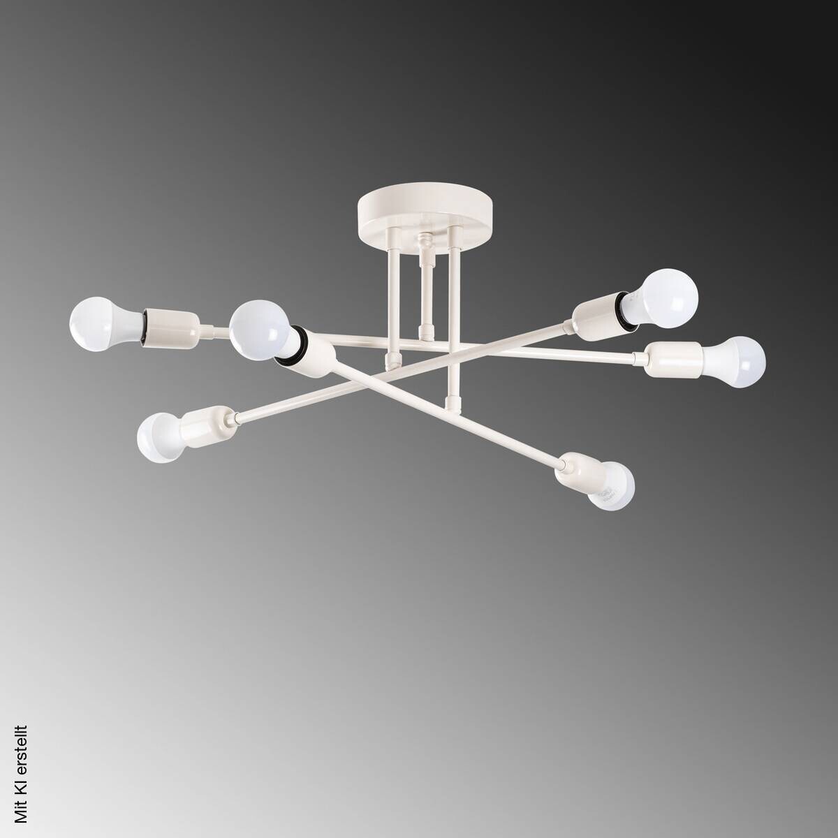 Opviq Deckenleuchte Flower creme B/H/T/L/D: ca. 64x30x64x64x64 cm E27 6 Brennstellen
