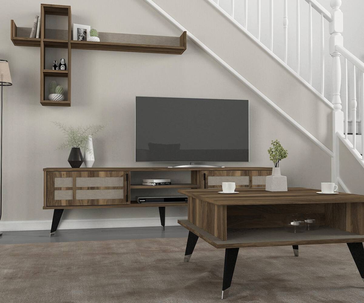 Couchtisch Logan walnuss Nachbildung grau B/H/T: ca. 72x38x72 cm