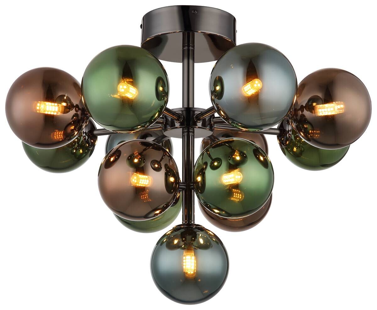 GLOBO Deckenleuchte Multi schwarz Metall Glas H/D: ca. 43x56 cm G9 1 Brennstellen