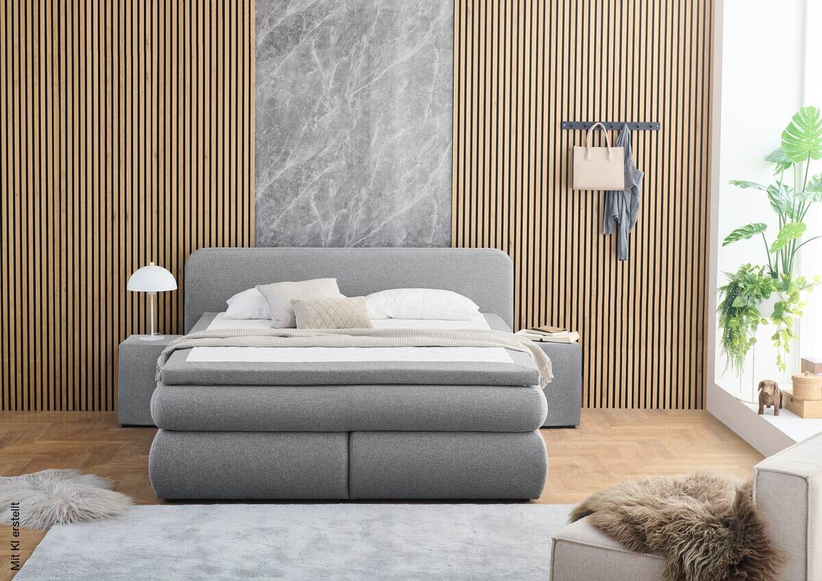 Boxspringbett Madeira Silbergrau Liegefläche B/L: ca. 180x200 cm