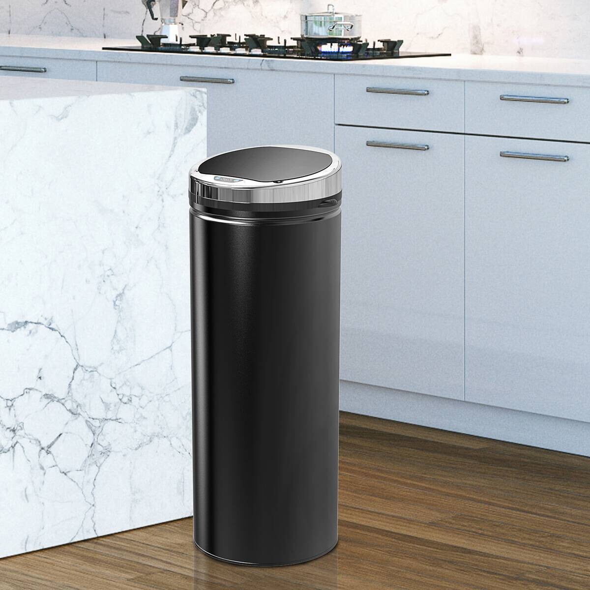 HOMCOM Automatik-Mülleimer 03-0046 schwarz Stahl Kunststoff Polypropylen B/H/L: ca. 30,5x30,5x81,5 cm