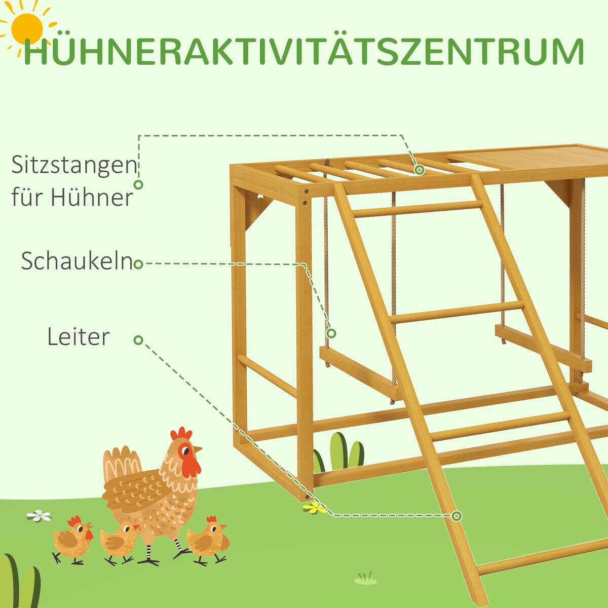 PawHut Hühner-Spielgerüst Holzoptik Holz B/H/L: ca. 110x70x100 cm