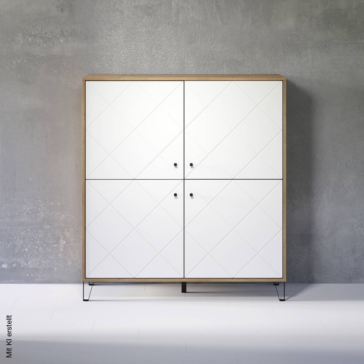 Highboard Touch Eiche Artisan Nachbildung weiß matt B/H/T: ca. 123x136x40 cm