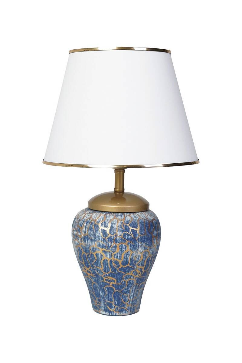 Opviq Tischleuchte weiß blau Keramik B/H/L: ca. 30x50x30 cm E27 1 Brennstellen