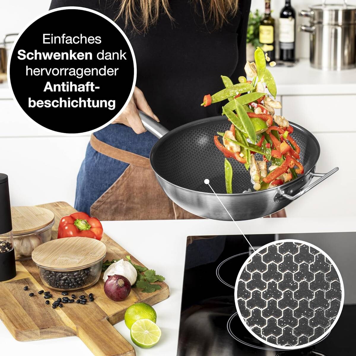 Moritz & Moritz Wokpfanne silber Aluminium