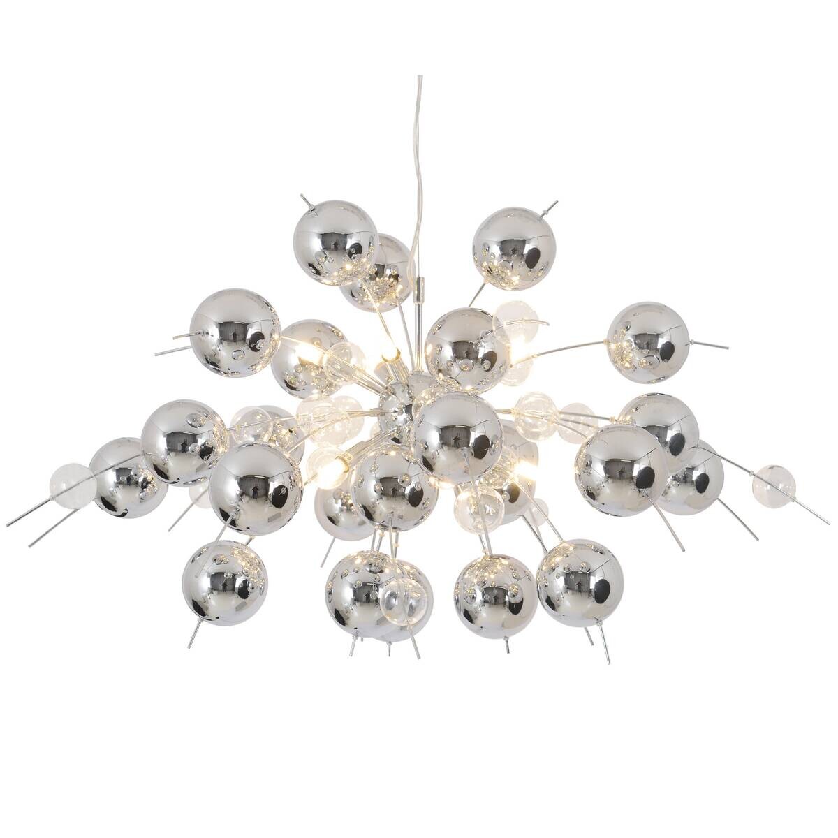 Näve Leuchten Pendelleuchte Chrom Glas Metall B/H/T/D: ca. 98x187x98x98 cm G9 10 Brennstellen