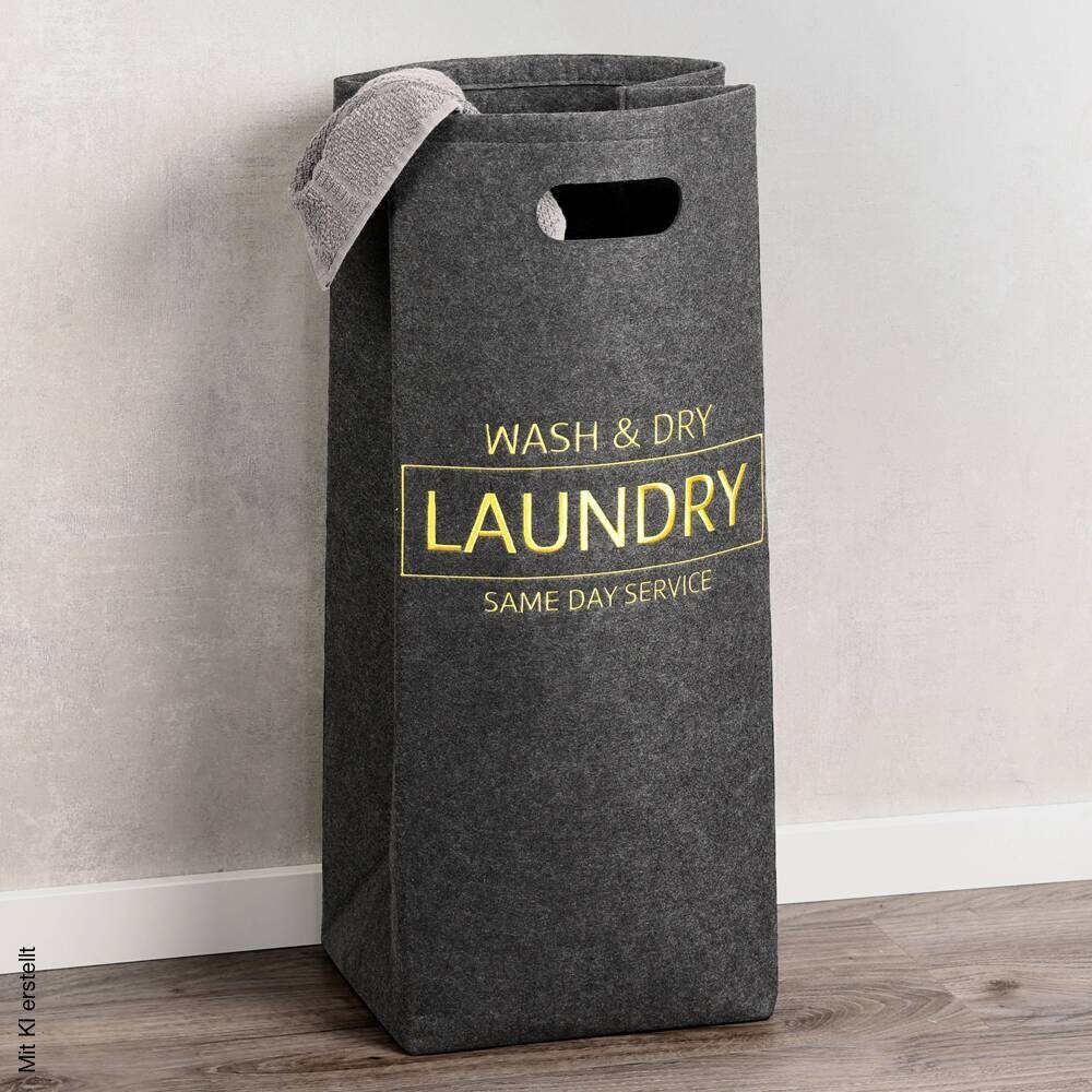Kesper Wäschesammler schwarz Polyester B/H/L: ca. 21x68x28 cm