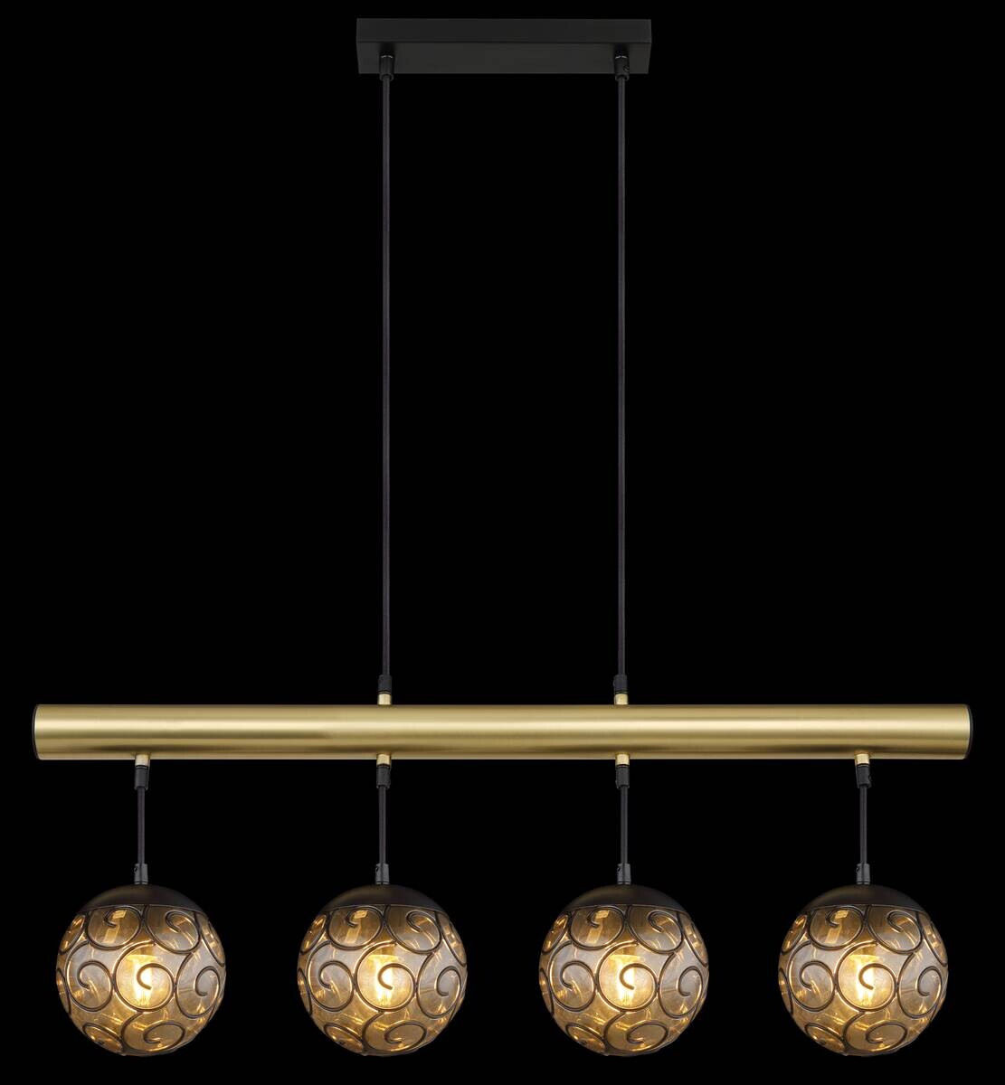 GLOBO Pendelleuchte Fitz Rauch Metall Kunststoff B/H/L: ca. 90x15x120 cm E27 4 Brennstellen