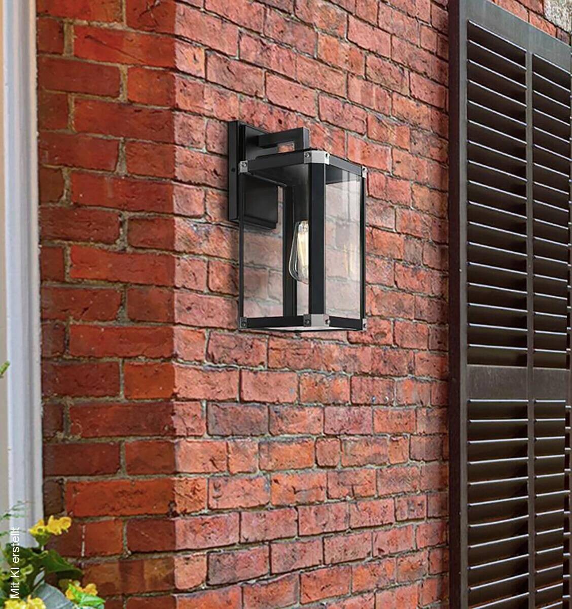 Westinghouse Außenwandleuchte Glendora mattschwarz Metall Glas B/H/L: ca. 18x38x21 cm E27 1 Brennstellen