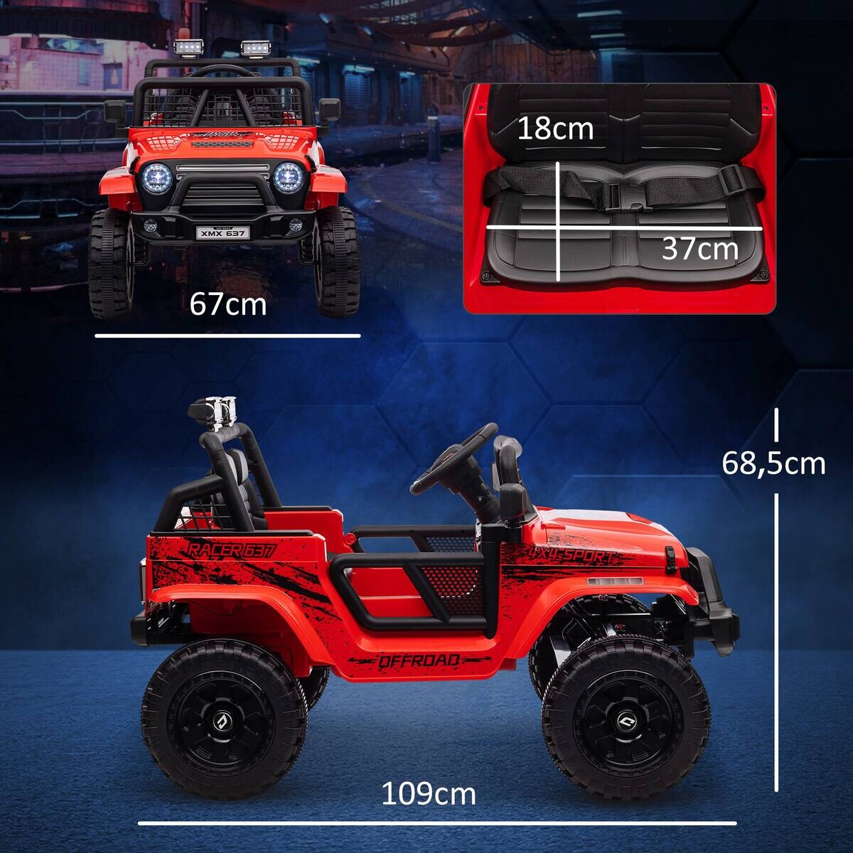 AIYAPLAY Elektro Kinderauto rot B/H/L: ca. 67x68,5x109 cm