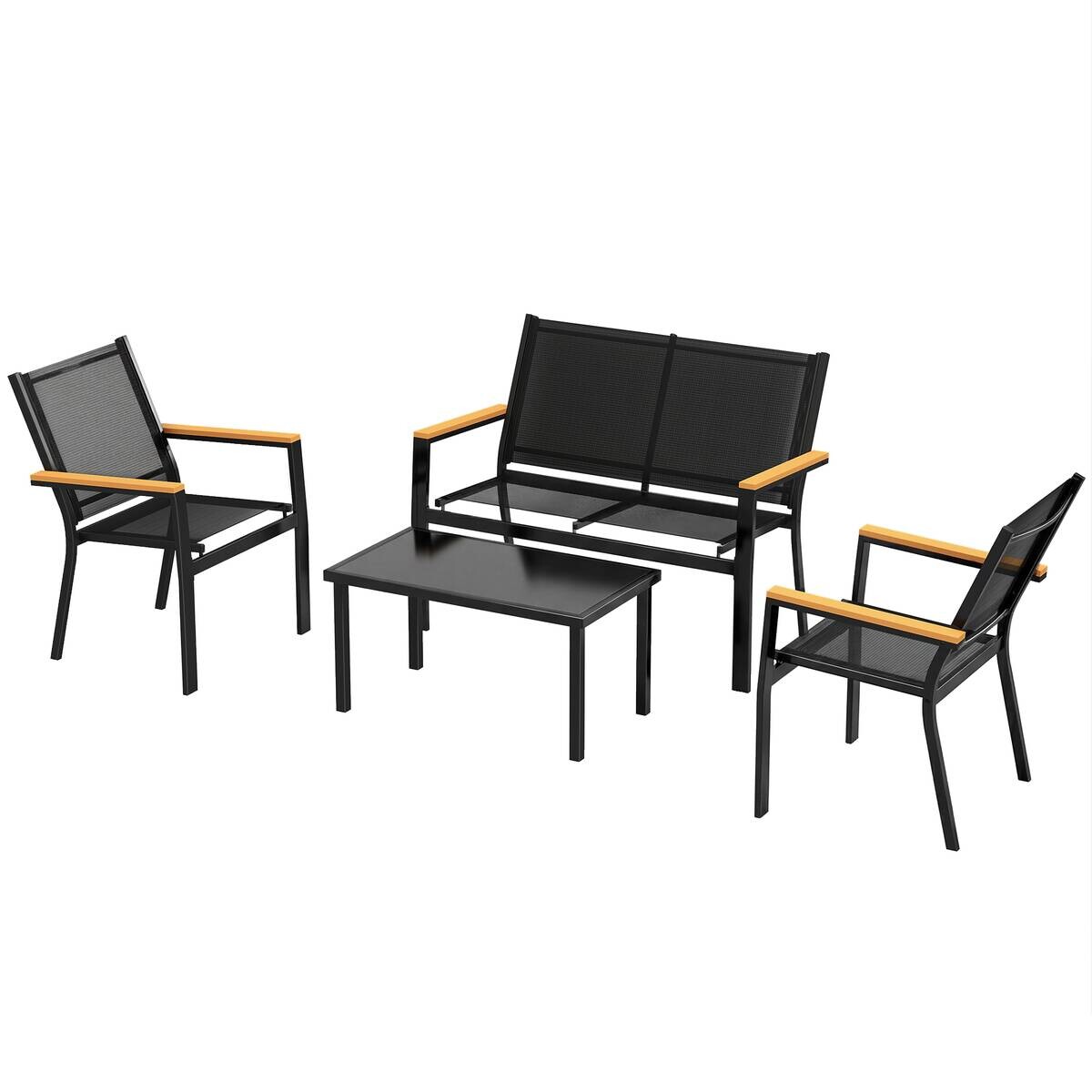 Outsunny Loungemöbel schwarz Glas B/H/L: ca. 63,5x84x110 cm