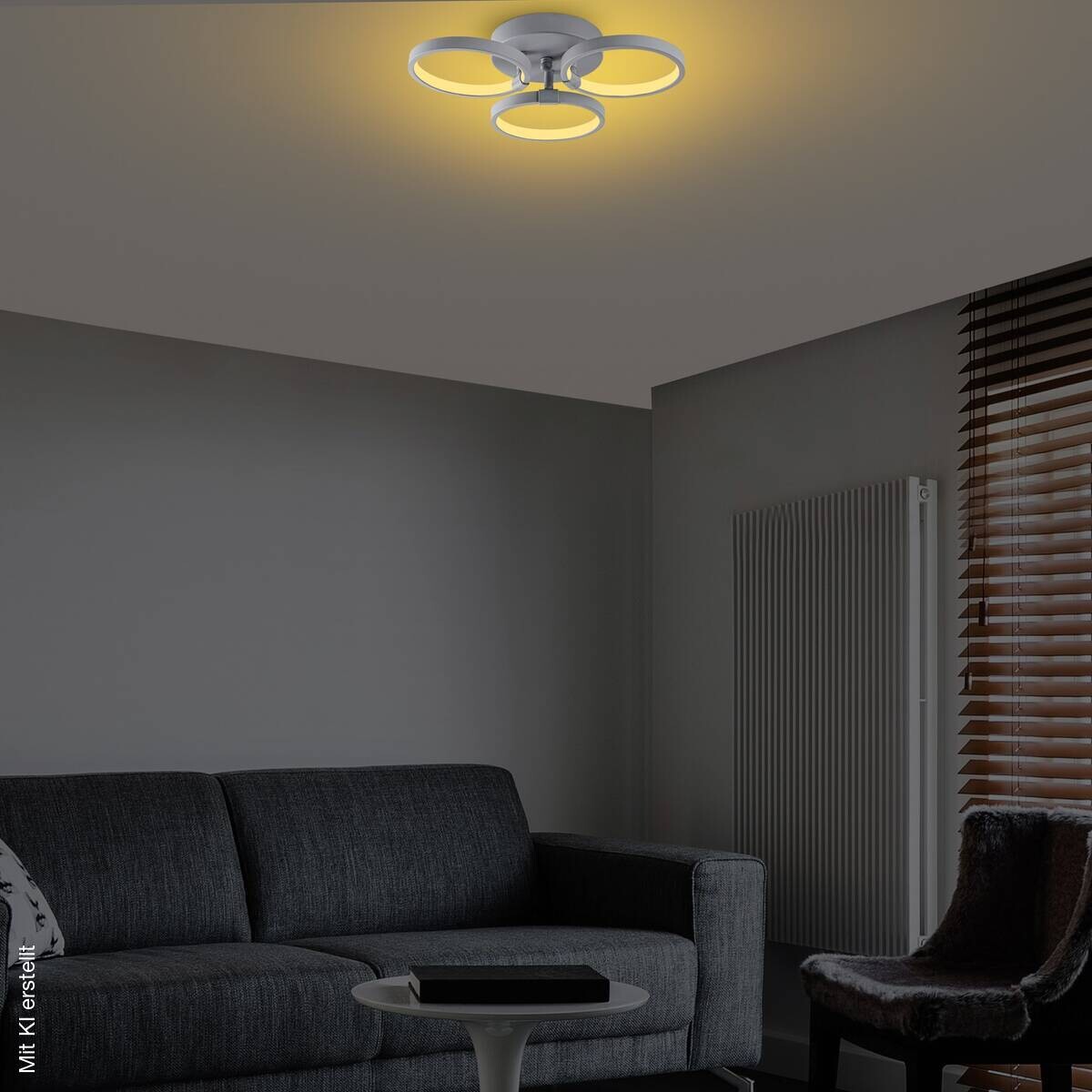 Opviq LED-Deckenleuchte grau B/H/T: ca. 37x9x32 cm