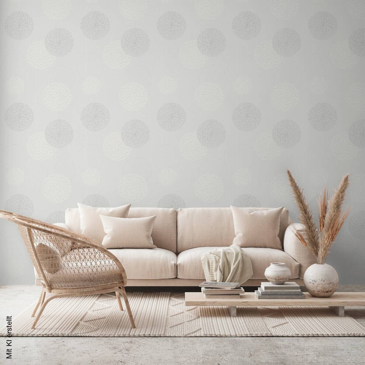 A.S.Creation Vliestapete Black & White Punkte creme B/L: ca. 53x1005 cm