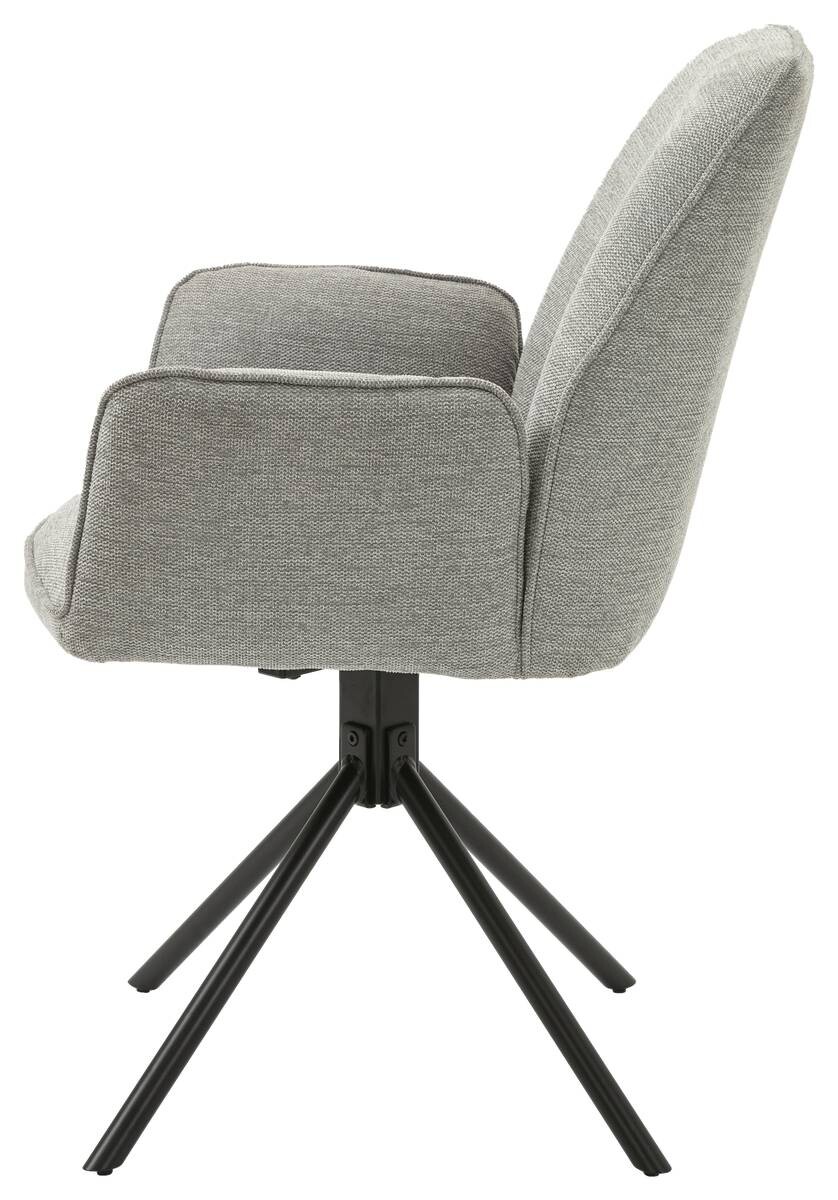 Stuhl BLAIR 2er-Set hellgrau schwarz Webstoff Metall B/H/T: ca. 57x89x61 cm