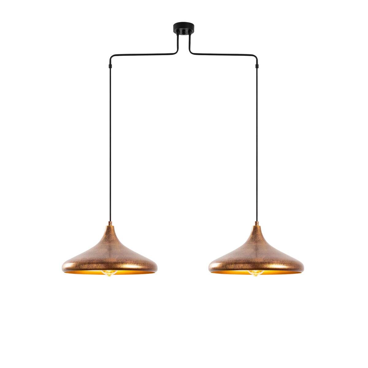 Opviq Pendelleuchte braun Metall B/H/T/L: ca. 100x132x35x100 cm E27 2 Brennstellen