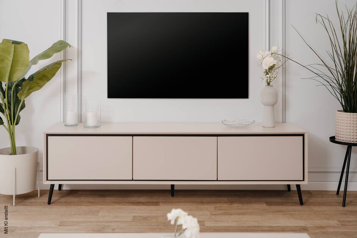 Lowboard Arona sand schwarz B/H/T: ca. 175x50x38 cm