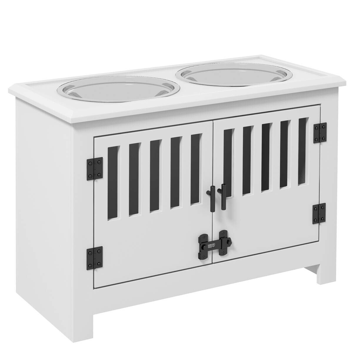 PawHut Futterstation weiß Stahl B/H/L: ca. 30x43x60 cm