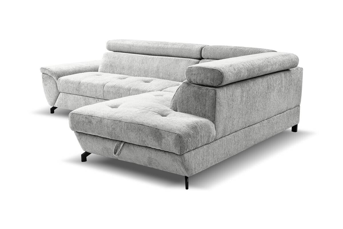 Ecksofa mit Bettfunktion und Bettkasten silber Microfaser B/H/T: ca. 263x77x210 cm