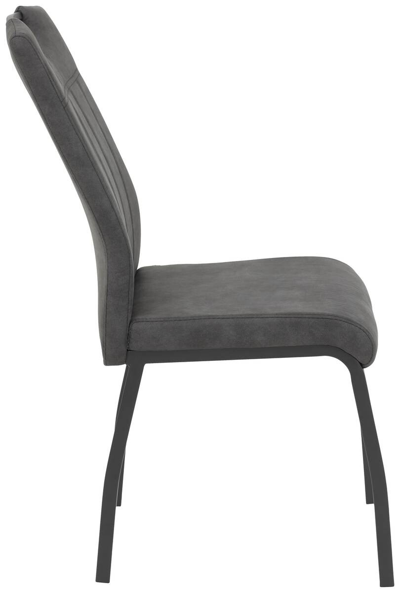 Stuhl 4er Set ELIF III anthrazit Vintage grau Microfaser Metall B/H/T: ca. 44x96x64 cm