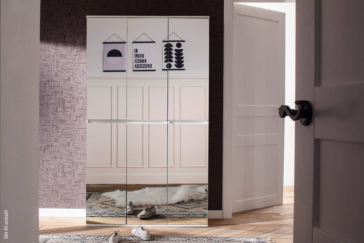 Garderobenschrank Mirror weiß B/H/T: ca. 111x191x34 cm