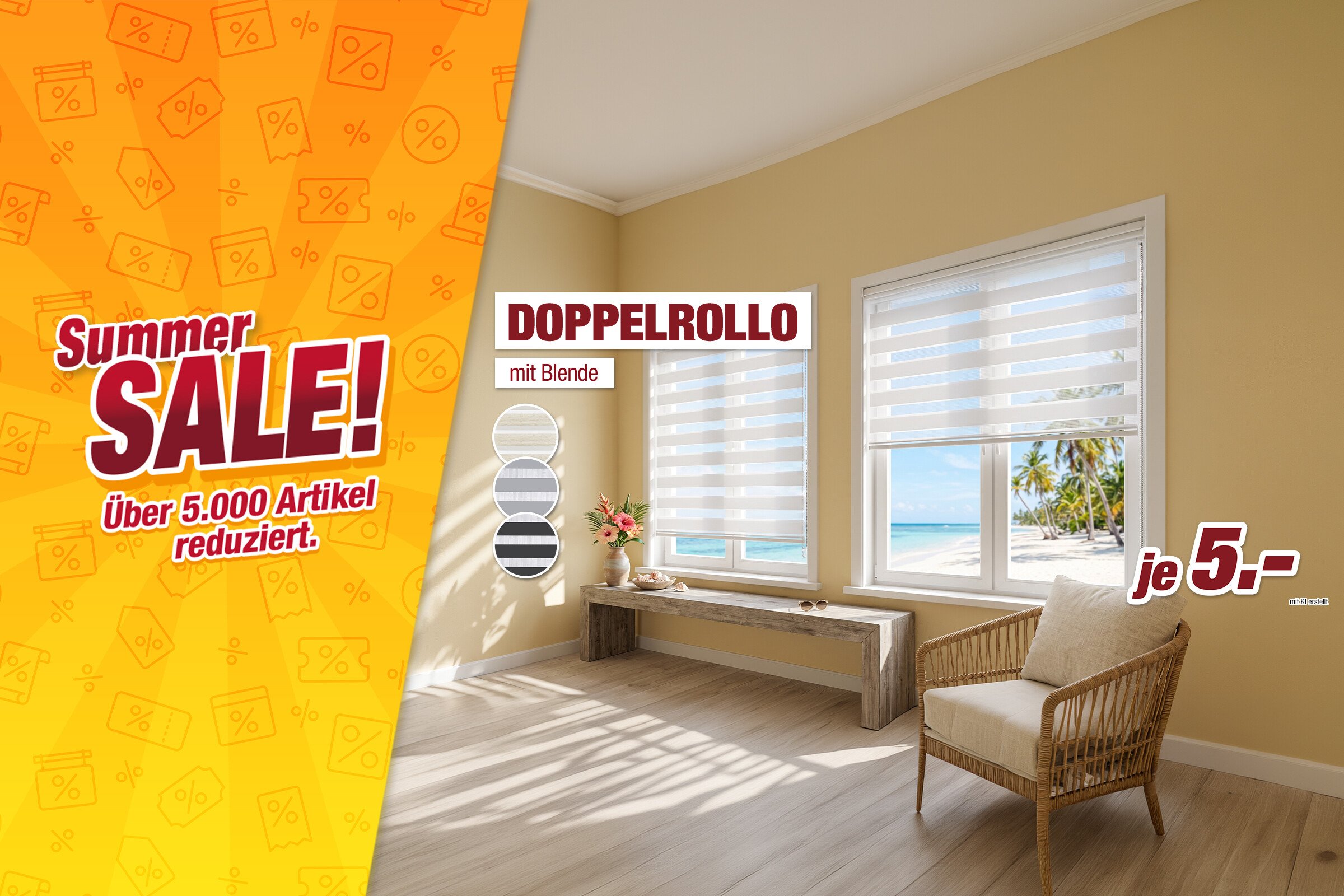 Unsere Werbe Highlights - Doppelrollo mit Blende