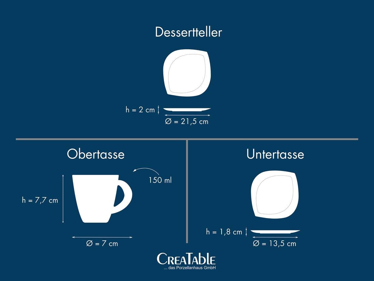 CreaTable Kaffeeservice Melbourne creme Porzellan 18 tlg.
