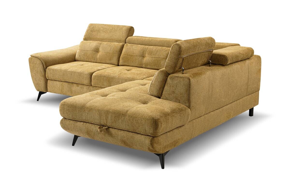 Ecksofa mit Bettfunktion und Bettkasten senf Microfaser B/H/T: ca. 274x82x231 cm