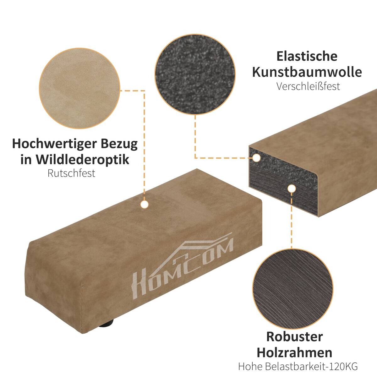 HOMCOM Schwebebalken braun Polyester B/H/L: ca. 10x6,5x210 cm