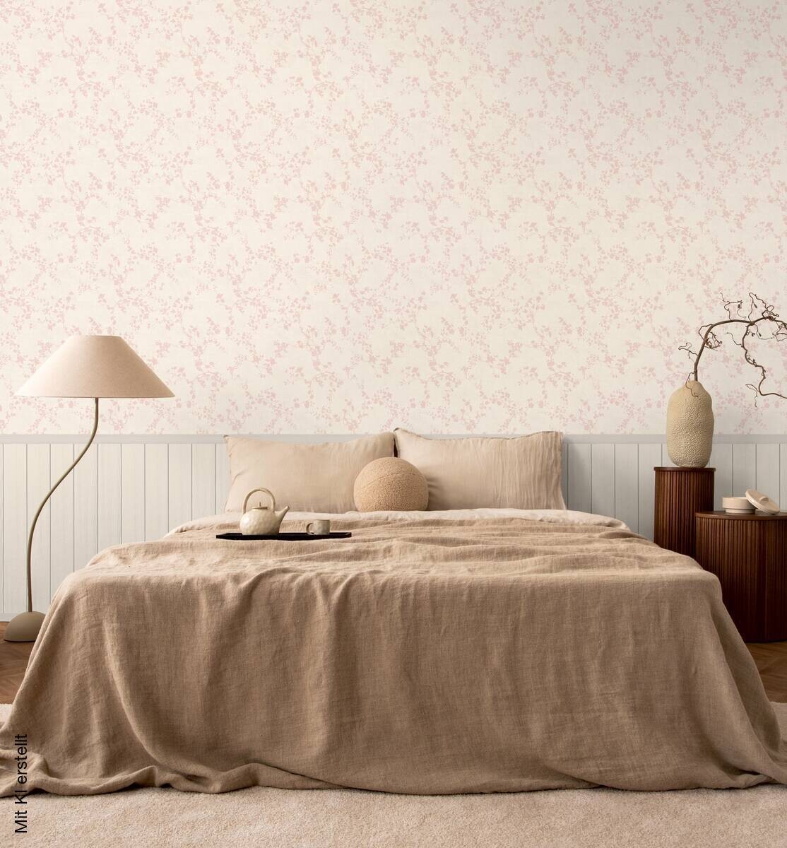 Livingwalls Fototapete Floral rosa creme B/L: ca. 280x159 cm