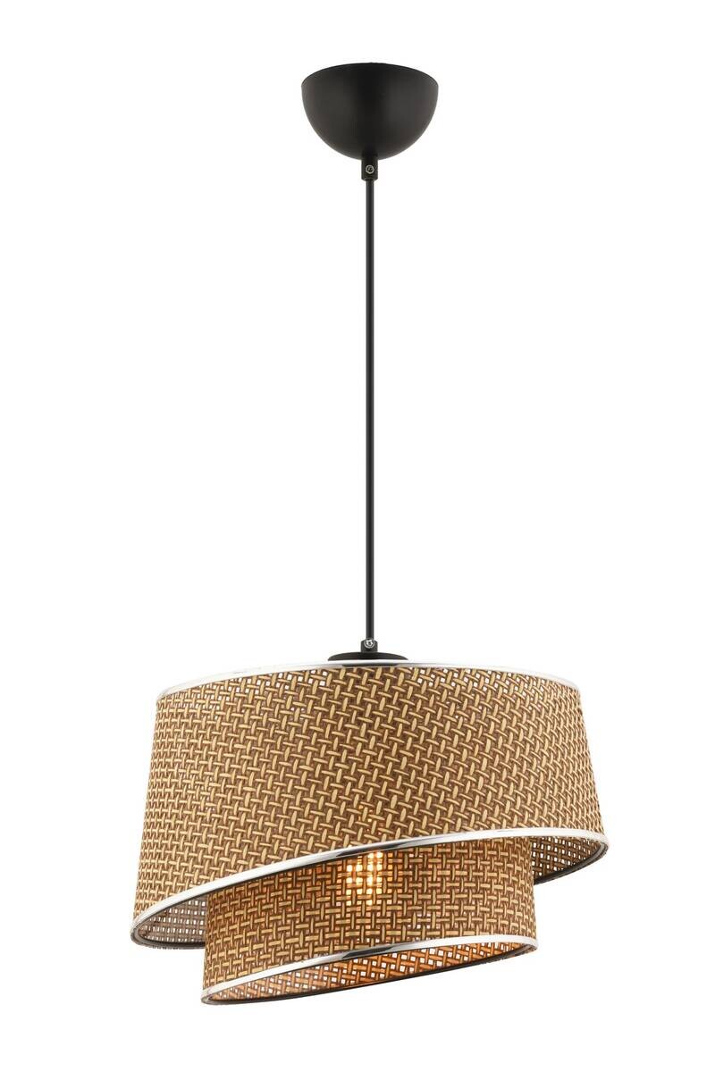 Opviq Pendelleuchte Barette beige silber Stoff Metall B/H/L: ca. 32x65x32 cm E27 1 Brennstellen