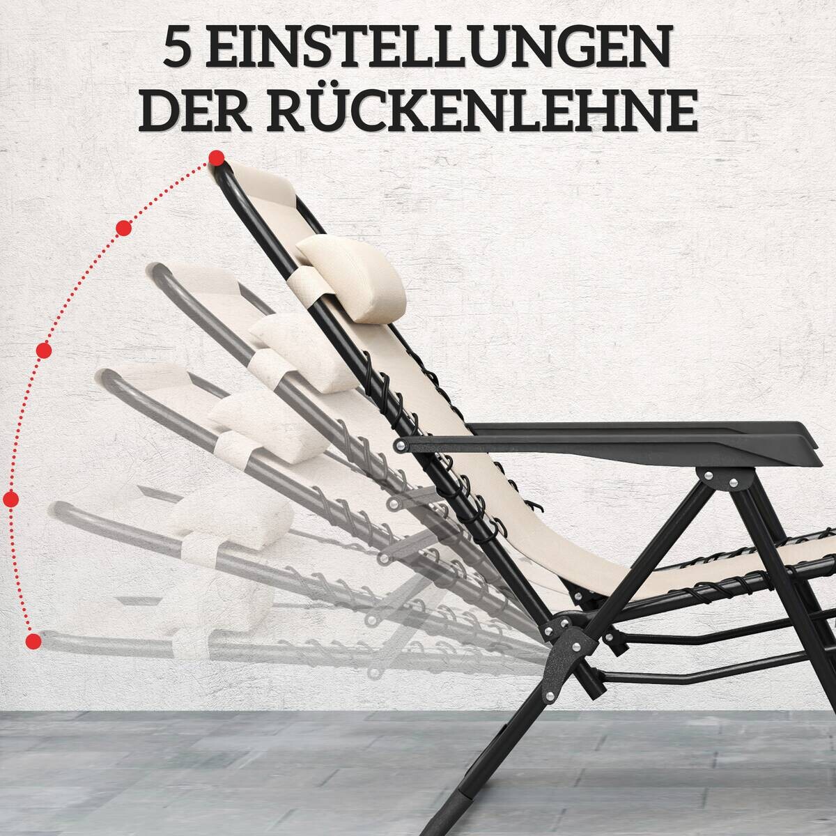 Outsunny Gartenliege 2er Set beige Metall B/H/L: ca. 65x110x90 cm