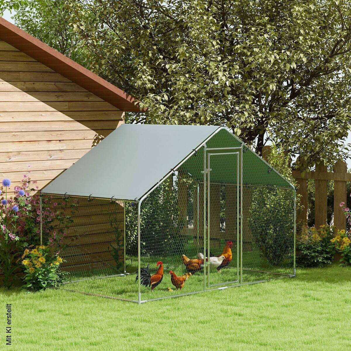 PawHut Freilaufgehege silber Stahl B/H/L: ca. 170x190x300 cm