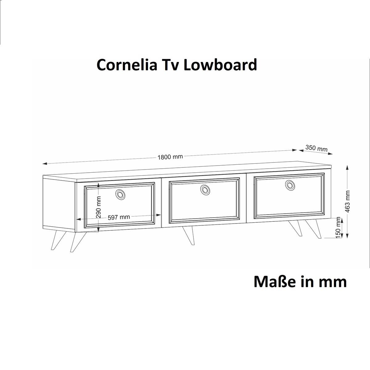 TV-Lowboard Cornelia weiß B/H/T: ca. 180x46,3x35 cm