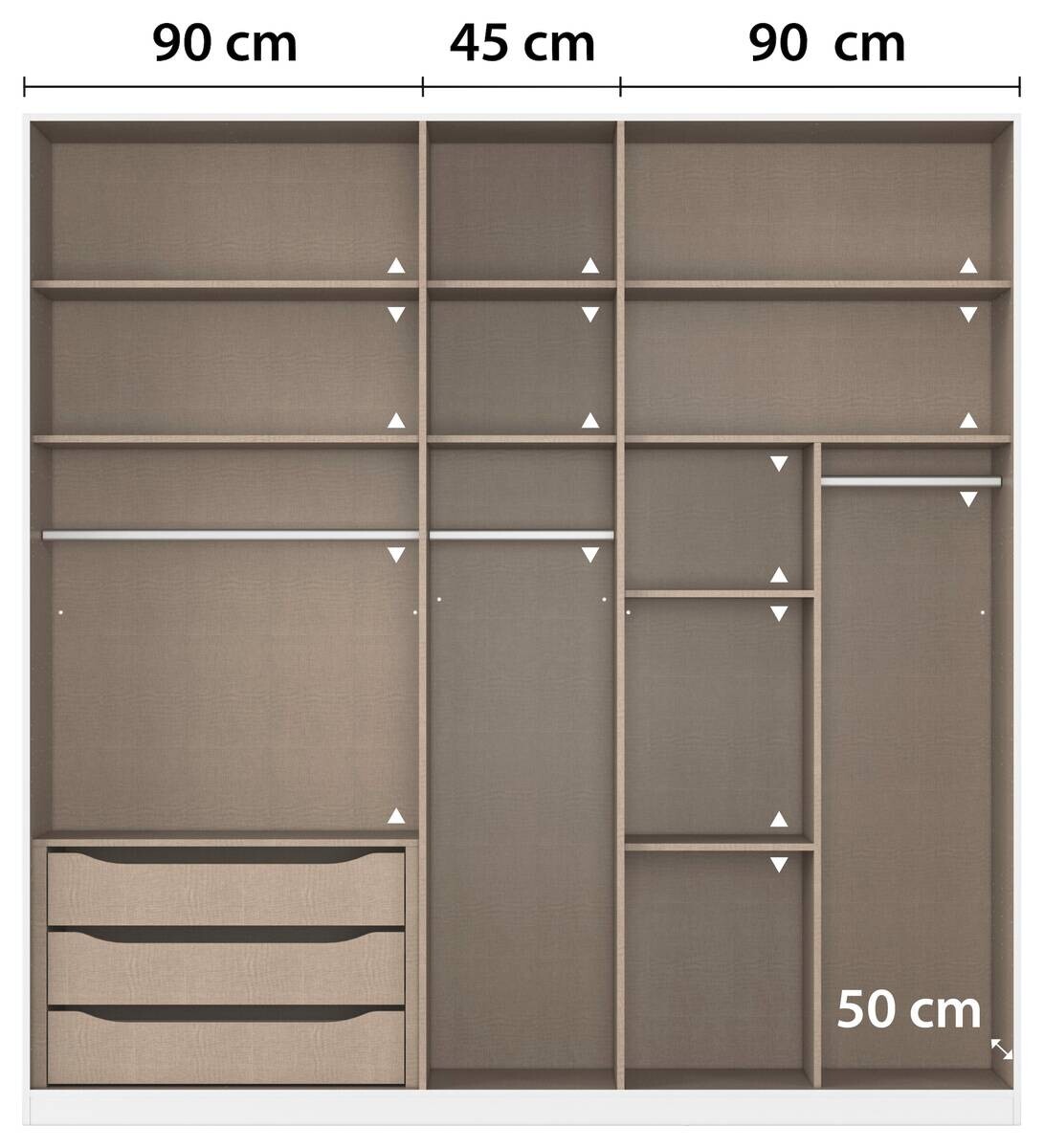 Kleiderschrank Alabama grau B/H/T: ca. 225x229x54 cm