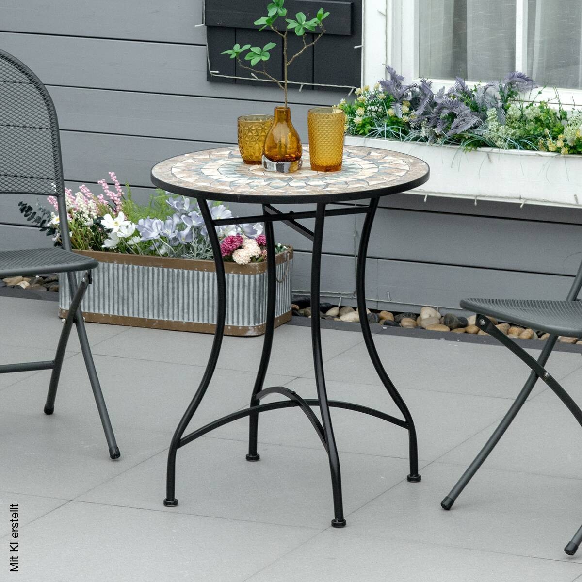 Outsunny Gartentisch bunt Metall H/D: ca. 71x60 cm